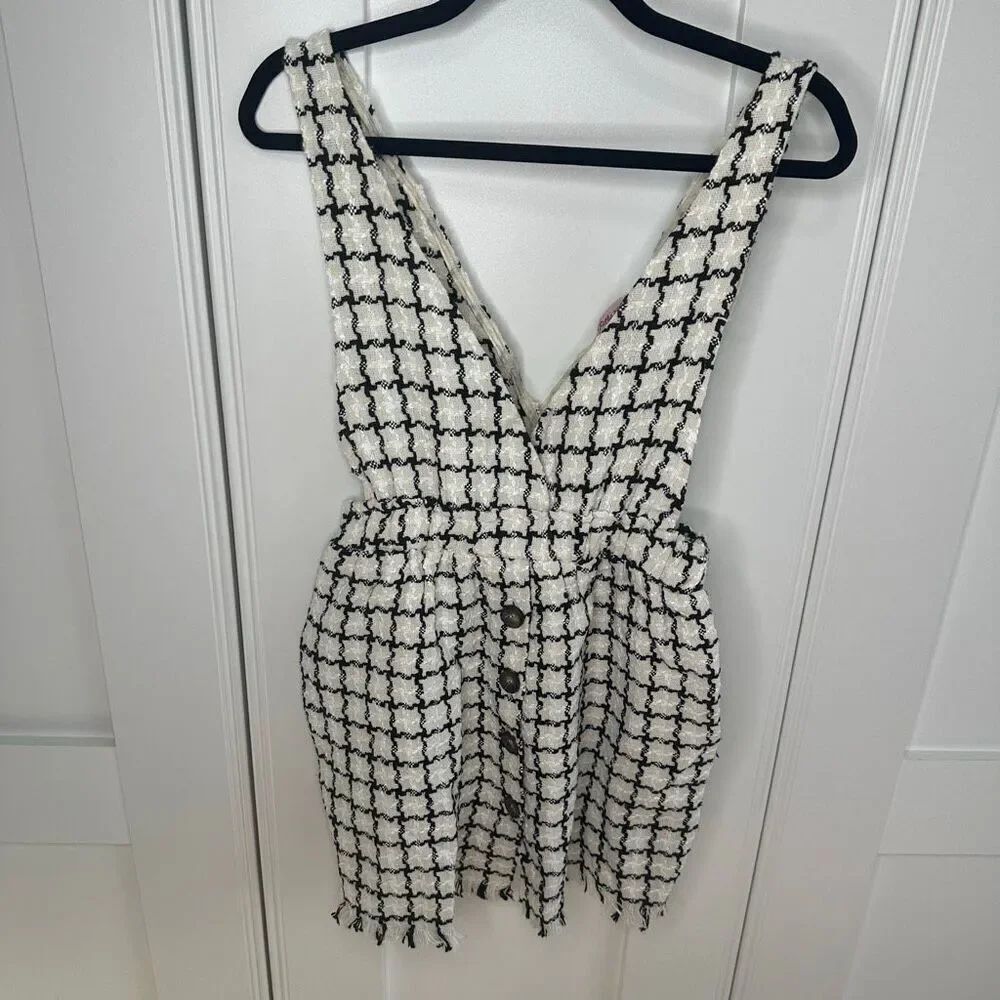 Frille Rose Black Cream Stretchy overall dress Size XL (w1)
